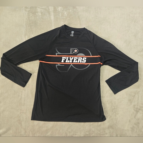 Black Flyers Long Sleeve Polyester Shirt Philadelphia NHL Size Large - Picture 1 of 4